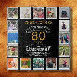 Puzzle 80e anniversaire Black Gold Photo Collage<br><div class="desc">Un élégant puzzle vintage personnalisé de 80e anniversaire qui est facile à customiser mais difficile à compléter pour cette occasion spéciale anniversaire. Créez votre propre puzzle photo unique pour un cadeau spécial de 80e anniversaire. Avec 16 photos personnalisées, le puzzle photo peut être personnalisé avec le nom et tout âge....</div>