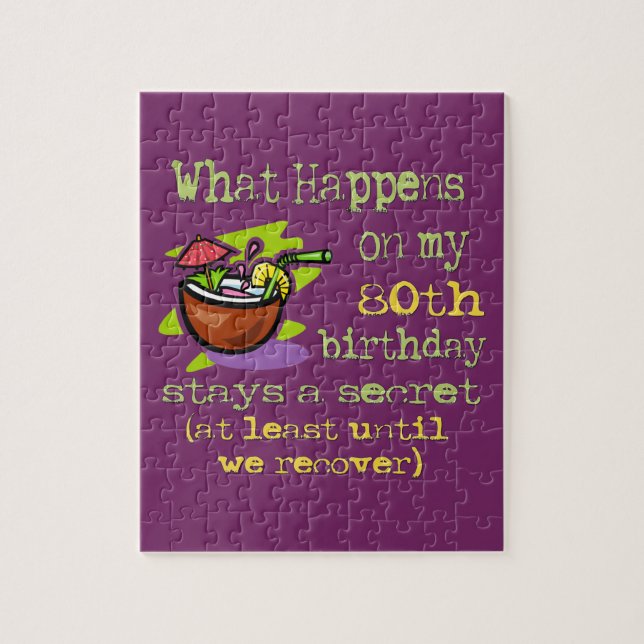 Puzzle 80e Anniversaire cadeaux de fête. Que se passe-t-i (Vertical)