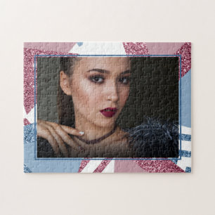 Puzzle 80s Abstrait lunaire Photo rose et bleu Dusty