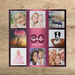 Puzzle 80th birthday 80 photo collage woman purple<br><div class="desc">A gift for a woman's 80th birthday,  celebrating her life with a collage of 8 of your photos.  Templates for a name,  age 80 and a date.  Date of birth or the date of the anniversary.  Dark purple and white colored letters. Girly and feminine purple gradient background color.</div>