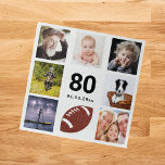 Puzzle 80th birthday photo collage man guy white<br><div class="desc">A gift for a man's 80th birthday,  celebrating his life with a collage of 8 of your photos.  Templates for age 80 and a date.  Date of birth or the date of the anniversary.  Black colored letters.  White background.</div>