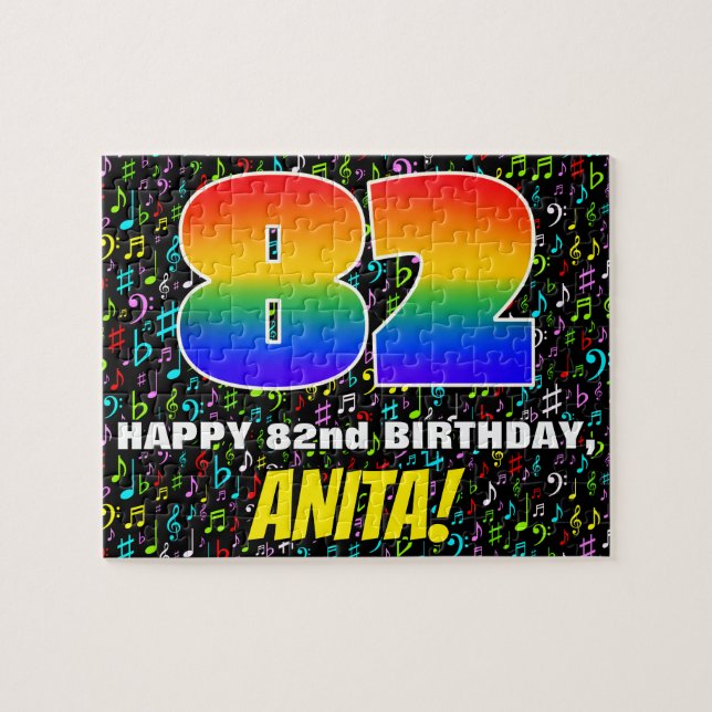 Puzzle 82e anniversaire — Symboles de musique amusants et (Horizontal)