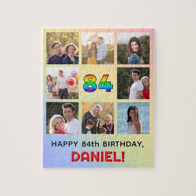 Puzzle 84e Anniversaire : Amusant arc-en-ciel #, Nom pers (Vertical)