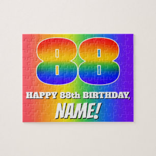 Puzzle 88e anniversaire — Motif Rainbow multicolore "88"