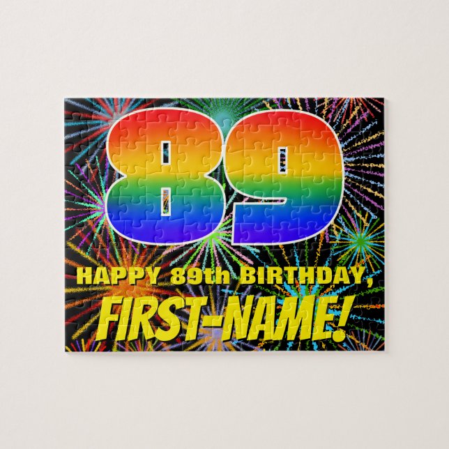 Puzzle 89e anniversaire : Feu d'artifice festif amusant e (Horizontal)