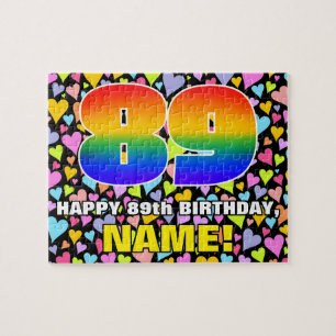 Puzzle 89e Anniversaire — Formes de cœur amusantes et aff