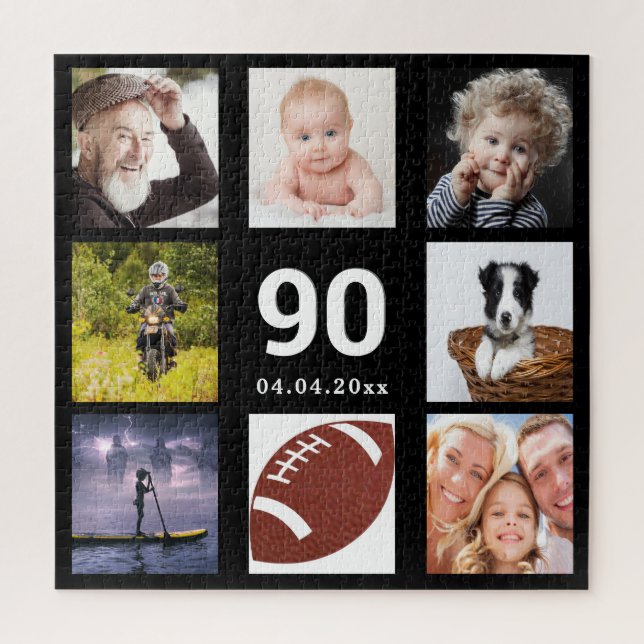 Puzzle 90e anniversaire 90 photo collage homme homme noir (Vertical)