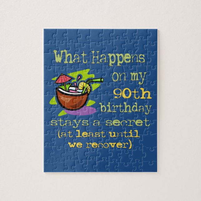 Puzzle 90e Anniversaire des cadeaux de fête. Que se passe (Vertical)