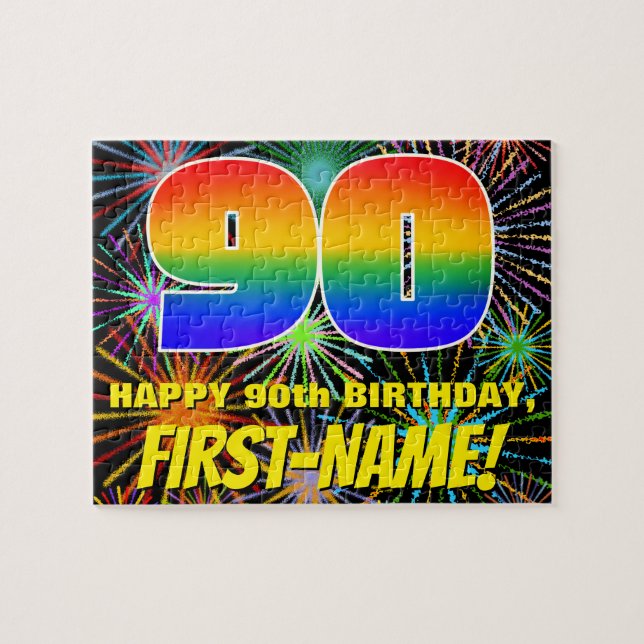 Puzzle 90e anniversaire : Feu d'artifice festif amusant e (Horizontal)