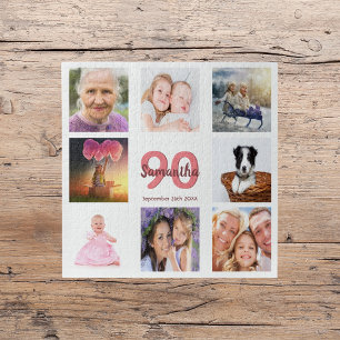 Puzzle 90e anniversaire photo collage femme blanc
