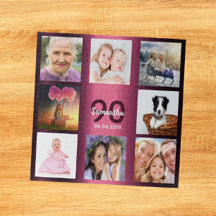 Puzzle 90th birthday 90 photo collage woman purple