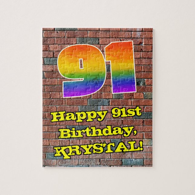 Puzzle 91e anniversaire : Arc-en-ciel amusant inspiré par (Vertical)