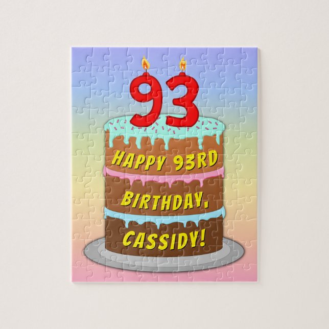 Puzzle 93e anniversaire : Fun Cake and Candles + Nom pers (Vertical)