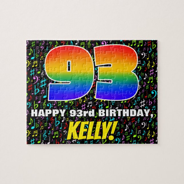 Puzzle 93e anniversaire — Symboles de musique amusants et (Horizontal)