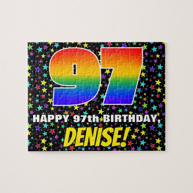 Puzzle 97e anniversaire — Amusant, Motif de terrain étoil (Horizontal)