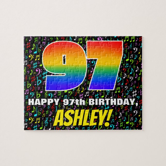 Puzzle 97e anniversaire — Symboles de musique amusante et (Horizontal)