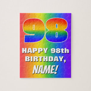 Puzzle 98e anniversaire : coloré, amusant Motif arc-en-ci