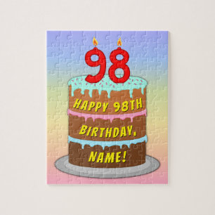 Puzzle 98e anniversaire : Fun Cake and Candles + Nom pers