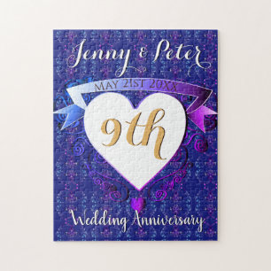 Puzzle 9e anniversaire Mariage Lapis Lazuli Bleu