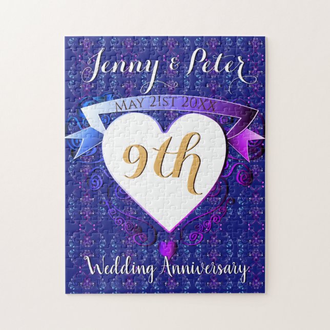 Puzzle 9e anniversaire Mariage Lapis Lazuli Bleu (Vertical)