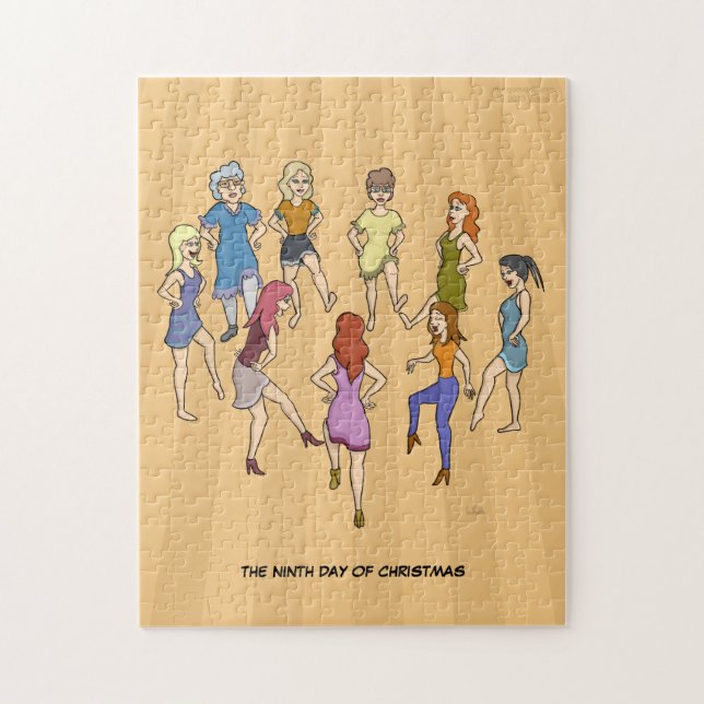 Puzzle 9ème Jour de casse-tête de Noël (neuf dames) (Vertical)