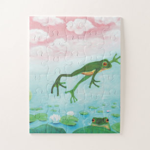 Puzzle A Frog Jumps Into The Pond Illustration 