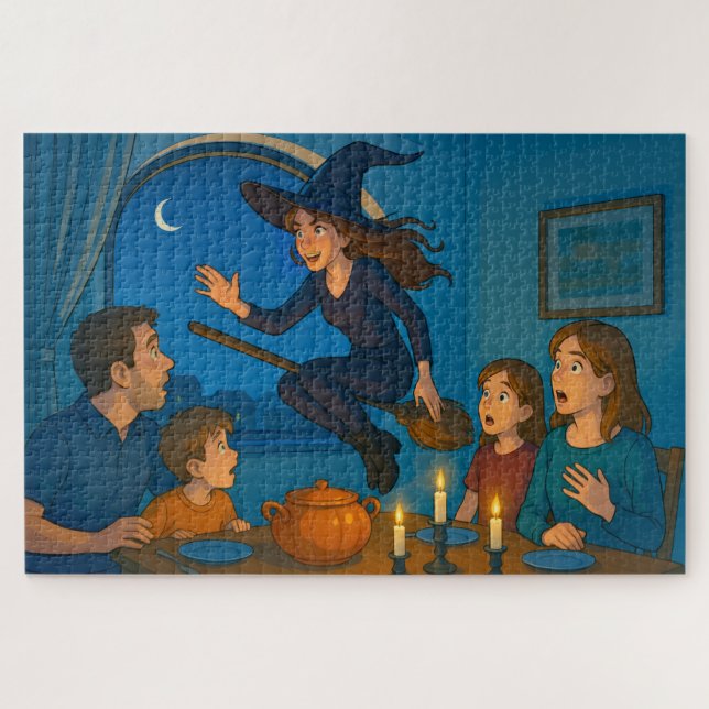 Puzzle À Halloween, accueillez les sorcières ! (Horizontal)