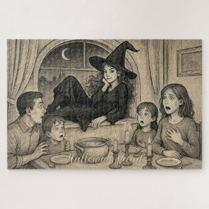 Puzzle À l'Halloween, accueillez les sorcières !