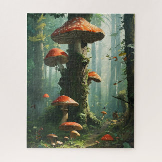 Puzzle a magical forest, mushrooms, a mystical forest, to