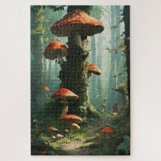 Puzzle a magical forest, mushrooms, a mystical forest, to