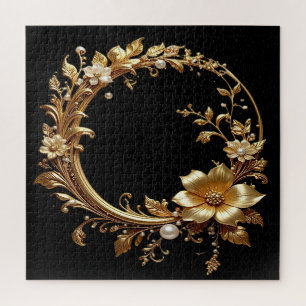 Puzzle à motif floral orné doré