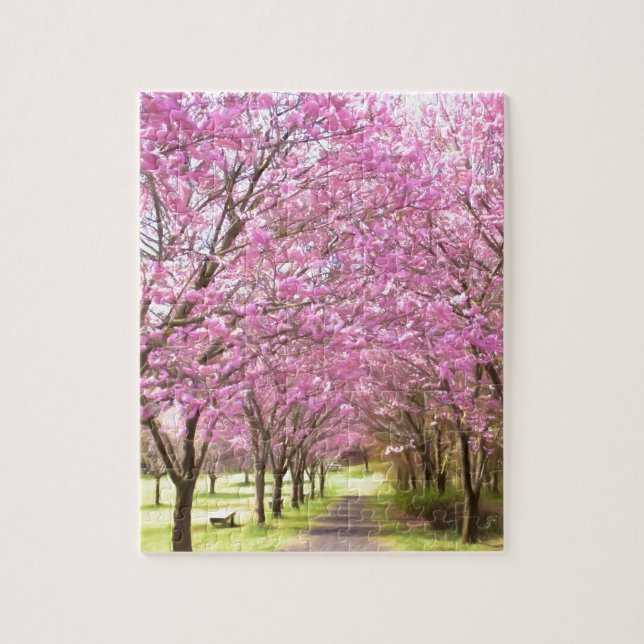 Puzzle a row of cherry blossom trees (Vertical)