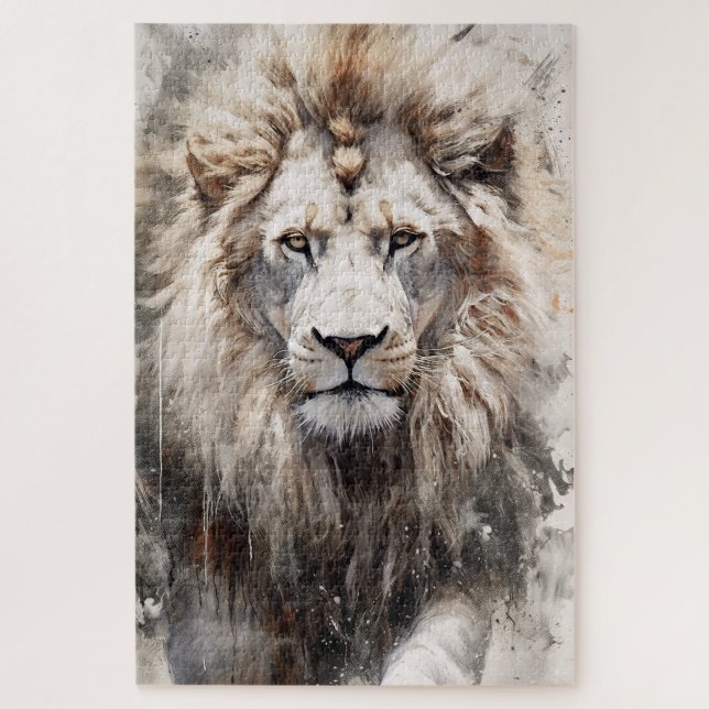 Puzzle à tête de lion de peinture d'encre (Vertical)