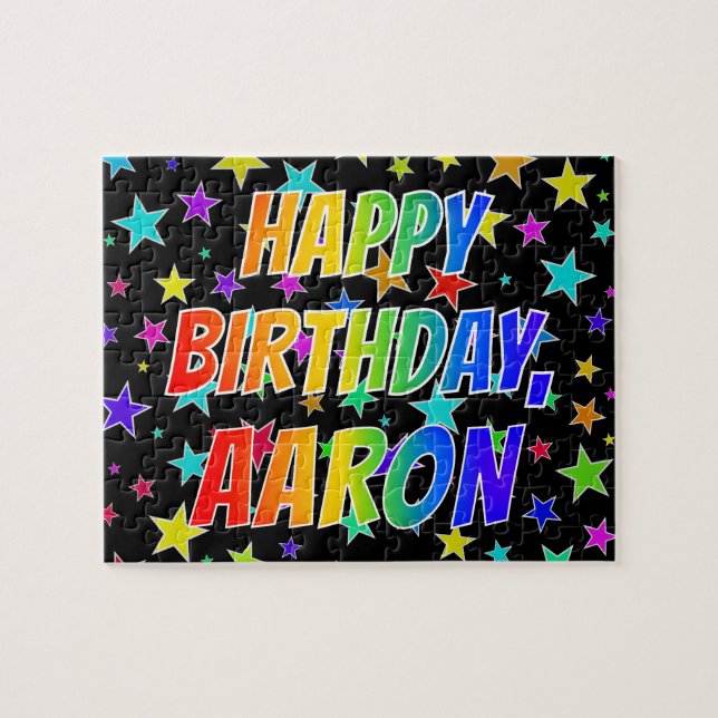Puzzle "AARON" First Name, Fun "HAPPY BIRTHDAY" (Horizontal)