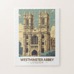 Puzzle Abbaye de Westminster Angleterre Travel Art Vintag<br><div class="desc">Design de voyage rétro de l'abbaye de Westminster. L'abbaye de Westminster,  officiellement appelée l'église collégiale de Saint-Pierre à Westminster,  est une église anglicane dans la ville de Westminster,  Londres,  Angleterre.</div>