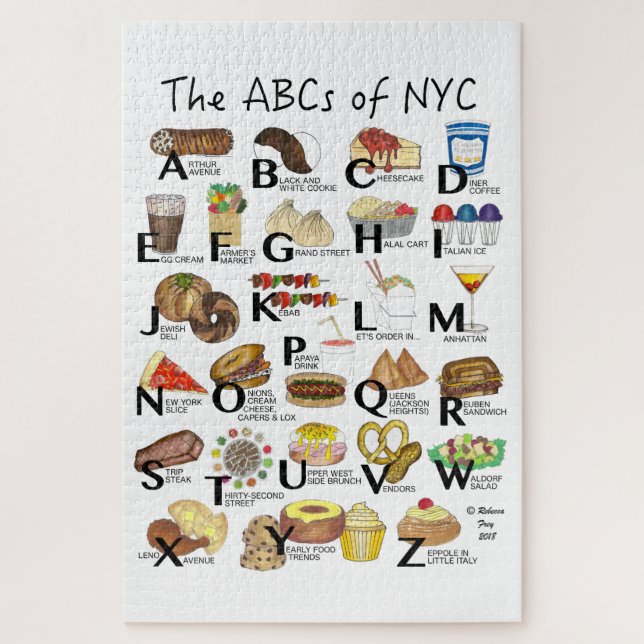 Puzzle ABC de NYC Iconic New York City Foods Alphabet (Vertical)