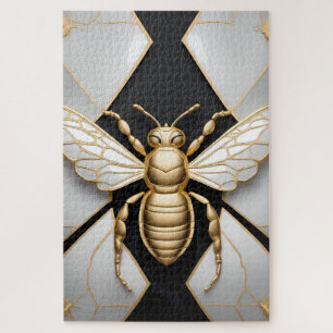 Puzzle Abeille de miel dorée sur toile florale