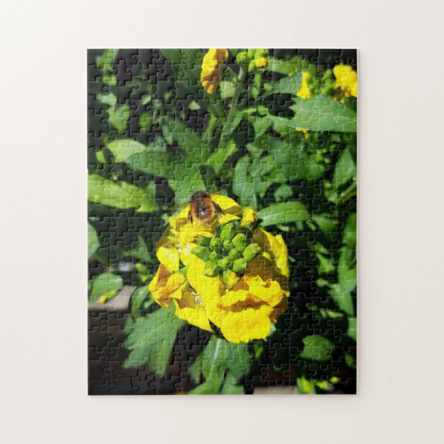 Puzzle Abeille sur Fleurs Jaunes (Vertical)
