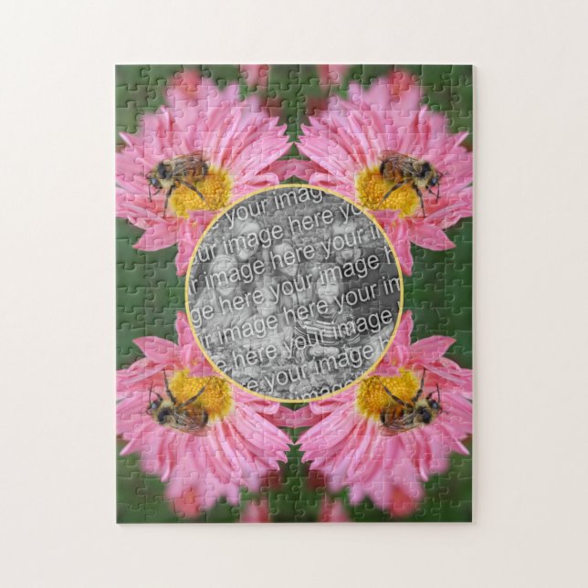 Puzzle Abeille Sur Le Cadre Fleur Rose Daisy Ajouter Votr (Vertical)