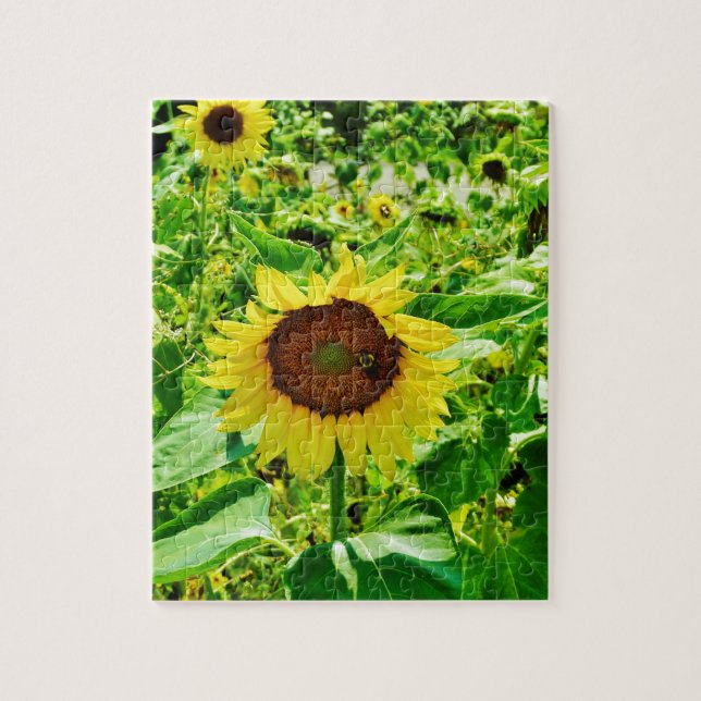 Puzzle Abeille sur tournesol jaune (Vertical)