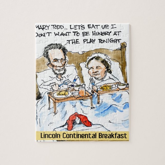 Puzzle Abraham Lincoln & Mary Todd Petit-déjeuner au lit (Vertical)