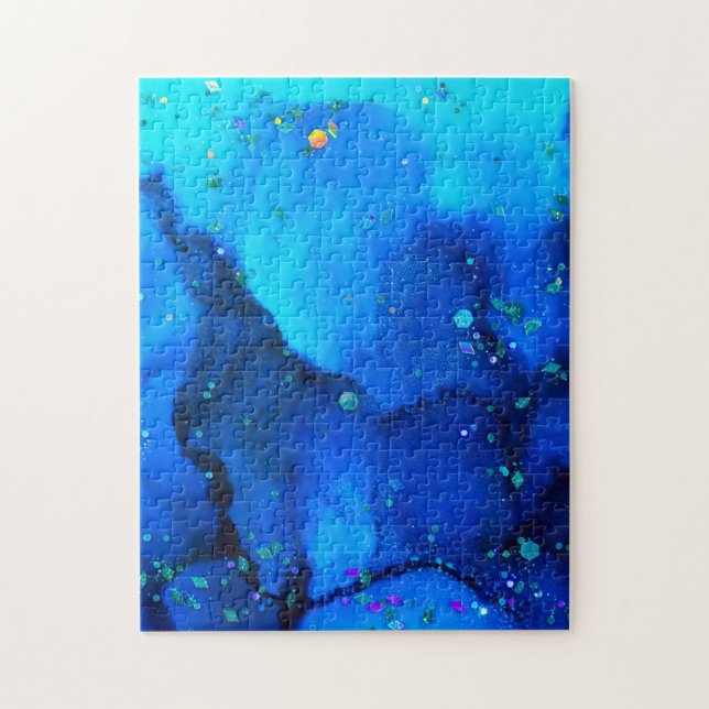 Puzzle Abrégé sur encre d'alcool de paysage marin (Vertical)