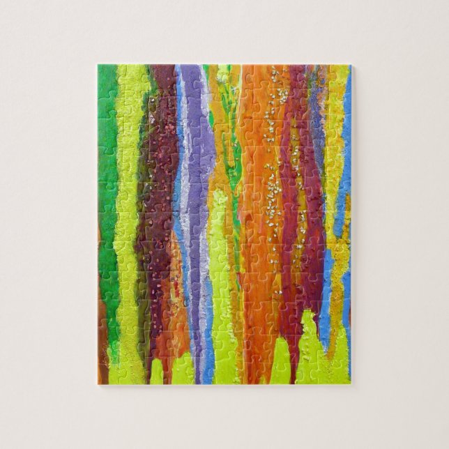 Puzzle Abstract art rainbow stripes paint drip (Vertical)
