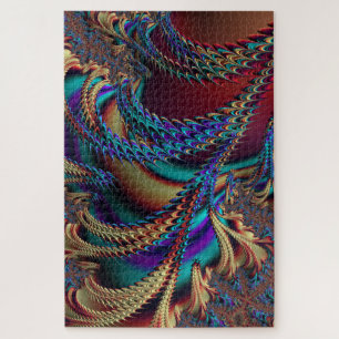 Puzzle Abstract Holographic Fractal Alien Landscape