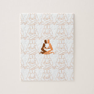 Puzzle Abstract Love brown and tan outline