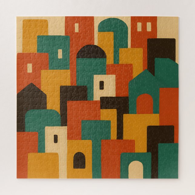 Puzzle Abstract Mediterranean Village Geometric (Vertical)