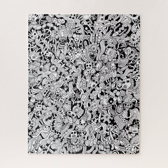 Puzzle Abstract Shapes and Faces Illustration Difficult  (Vertical)