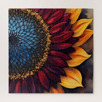 Puzzle Abstract Vibrant Sunflower and Sunflower Seeds 