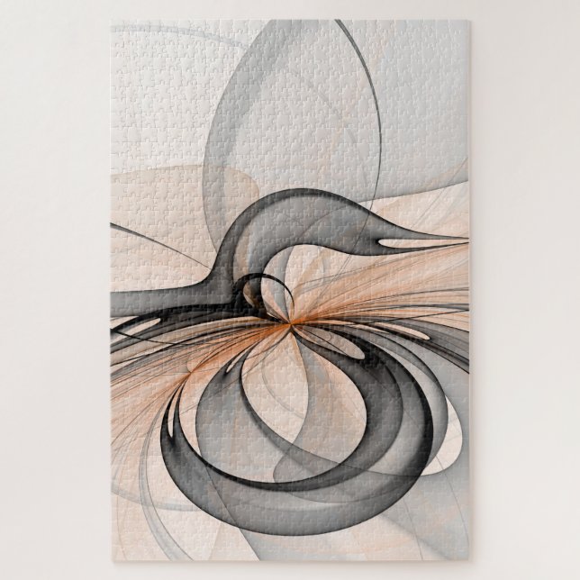 Puzzle Abstrait Anthracite Grey Sienna Art moderne fracta (Vertical)