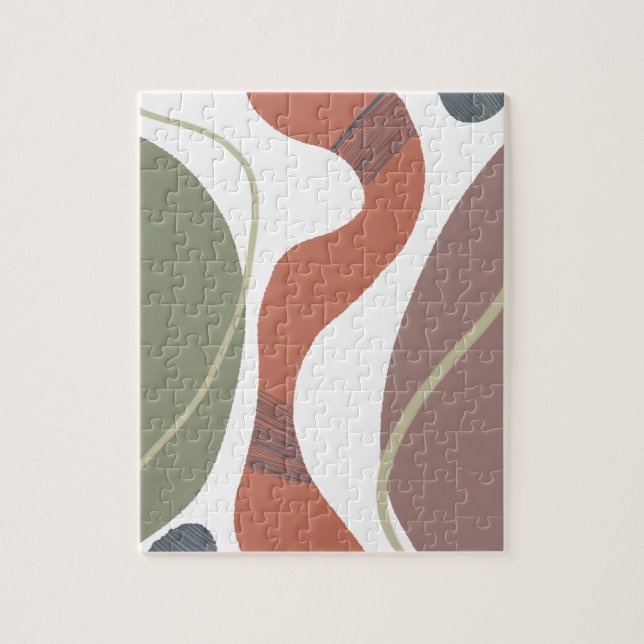 Puzzle Abstrait Boho Organique Tons Formes Naturelles (Vertical)